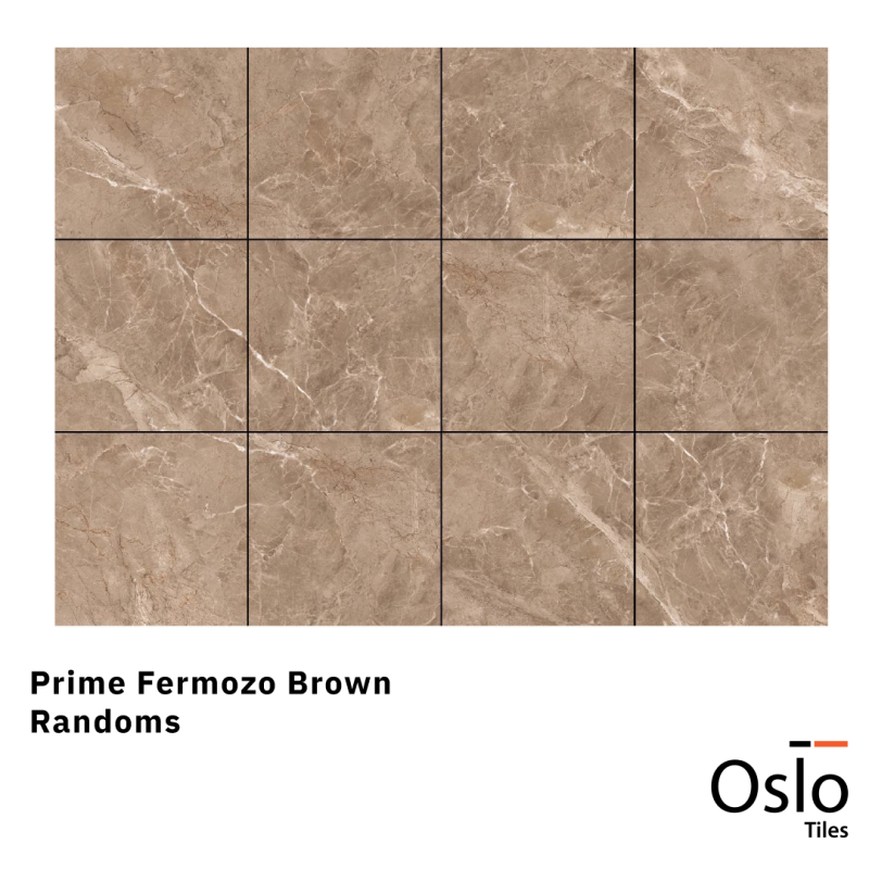 OSLO Tiles - Porcelain Tile - Prime Fermozo Brown - brown marble Design 60x60 Satin Matt Finish