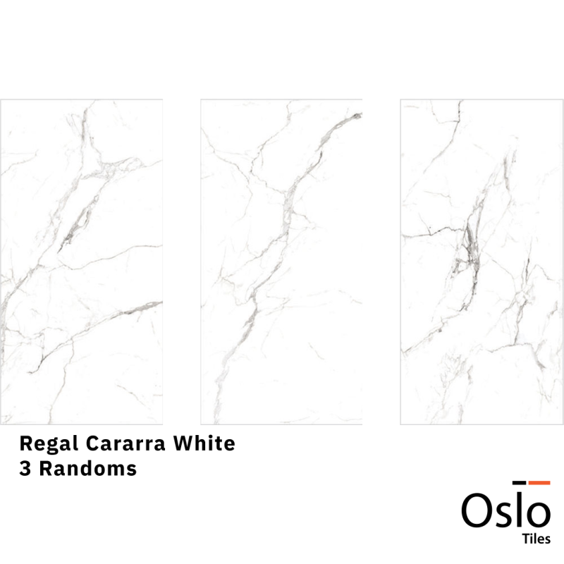 OSLO Tiles - กระเบื้องพอร์ซเลน Regal Cararra White สีขาว 80x160 ผิวเงา