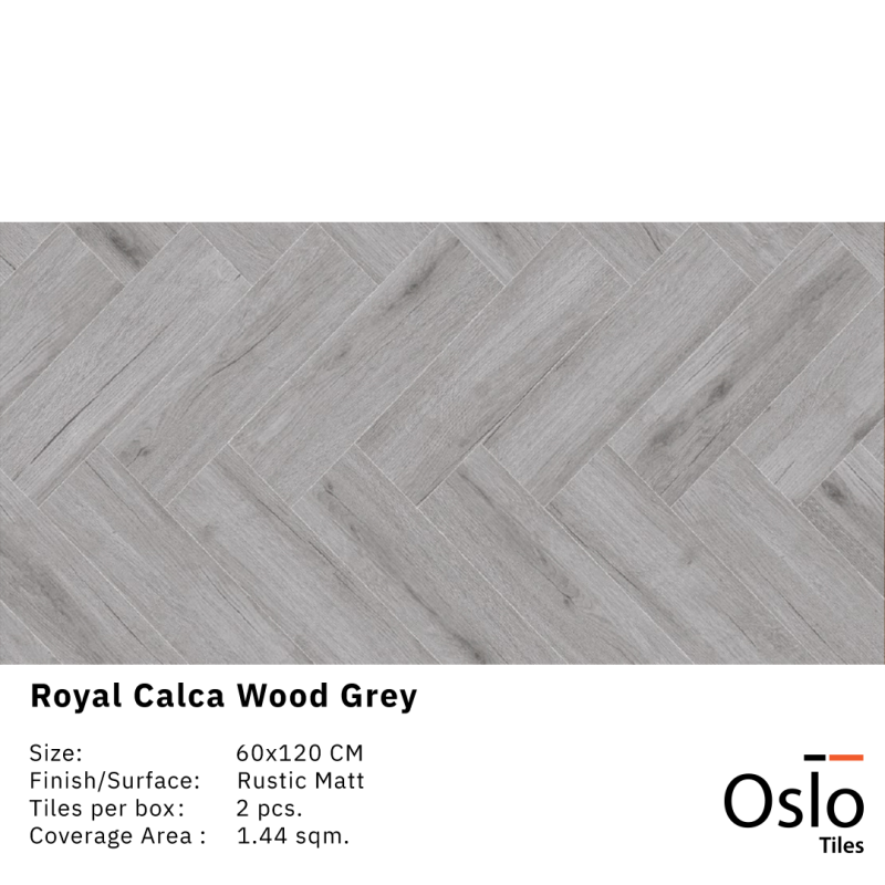 OSLO Tiles - Porcelain Tile - Royal Calca Wood Grey - Grey Wood design 60x120 Rustic Matt Finish