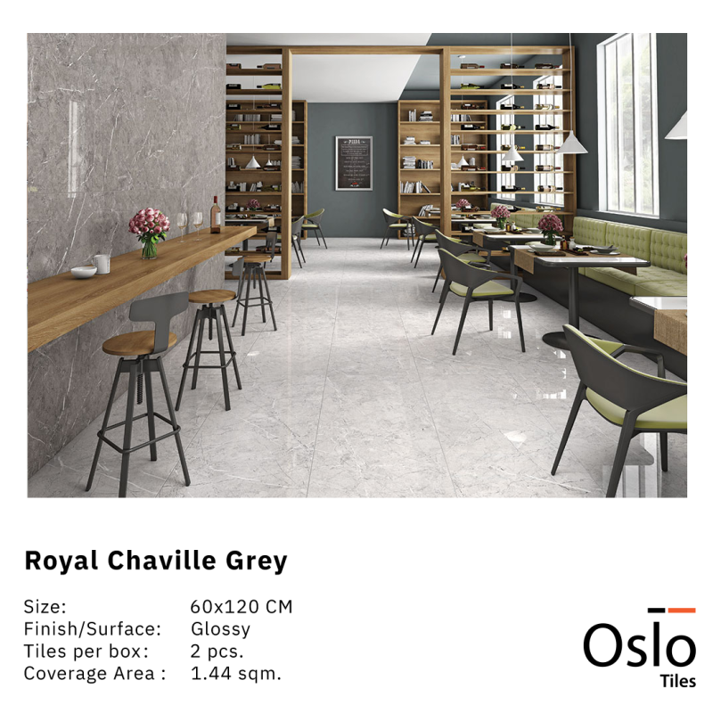 OSLO Tiles - กระเบื้องพอร์ซเลน Royal Chaville Grey สีเทา 60x120 ผิวเงา