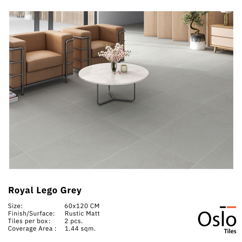 OSLO Tiles - กระเบื้องพอร์ซเลน Royal Lego Grey สีเทา 60x120 ผิวด้าน