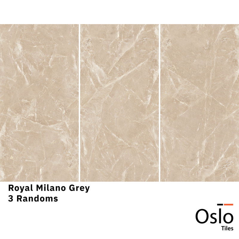 OSLO Tiles - กระเบื้องพอร์ซเลน Royal Milano Grey ลายหินสีครีม 60x120 ผิวเงา