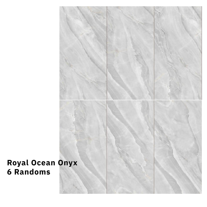 OSLO Tiles - กระเบื้องพอร์ซเลน Royal Ocean Onyx ลายหินสีเทา 60x120 ผิวเงา