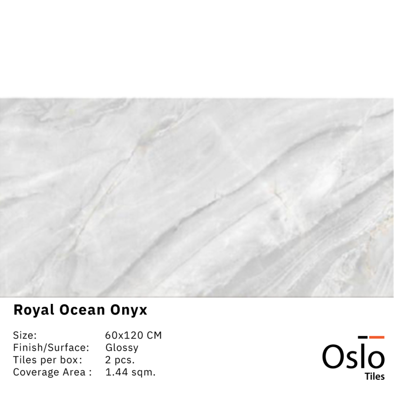 OSLO Tiles - กระเบื้องพอร์ซเลน Royal Ocean Onyx ลายหินสีเทา 60x120 ผิวเงา