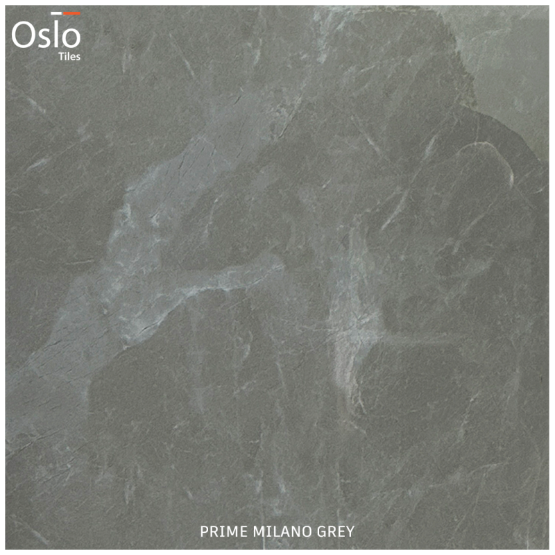 OSLO Tiles - กระเบื้องพอร์ซเลน Prime Milano Grey ลายหินสีเทา 60x60 ผิวเงา